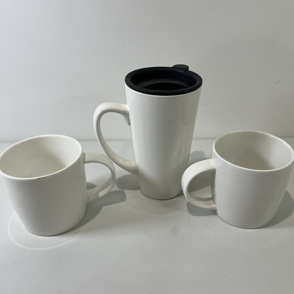 Natural Life Coffee Mug Set Of 3 Mugs Tea Travel Floral White Happy Sunshine - Picture 3 of 4